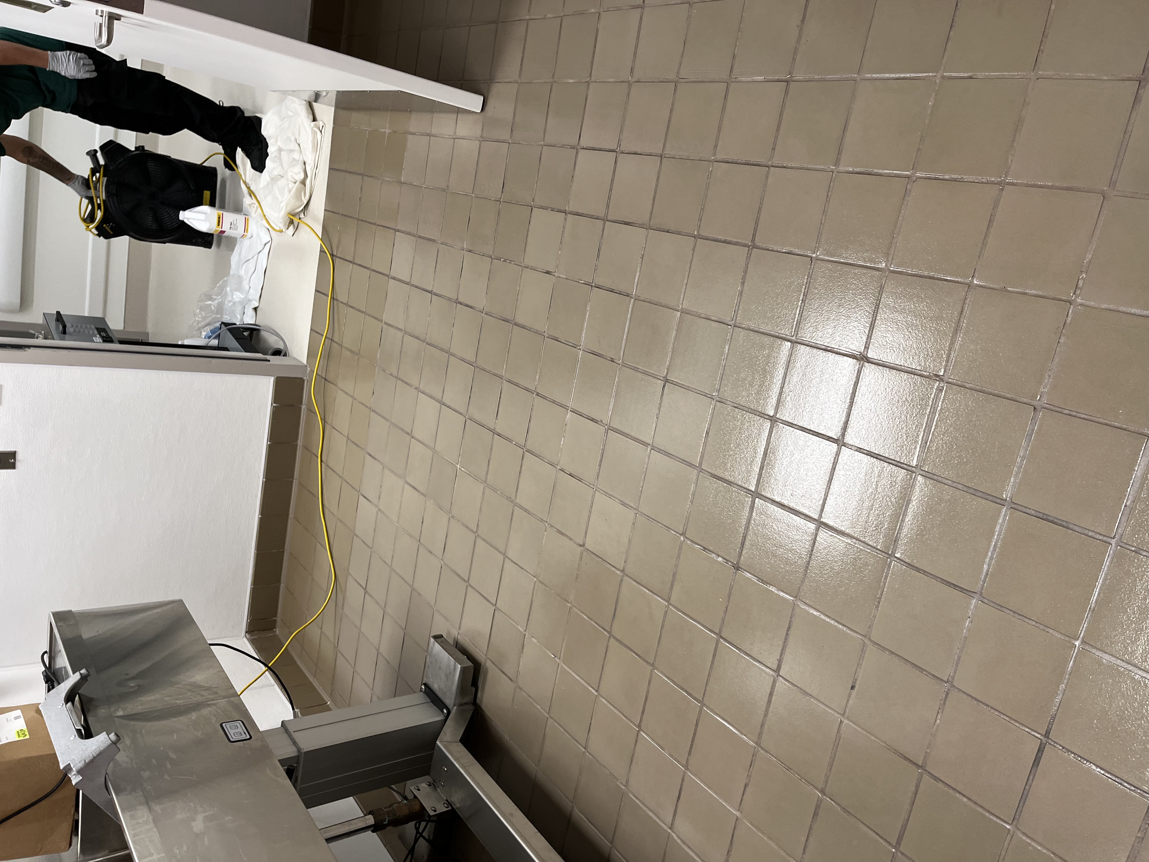 Commercial kitchen tile deep cleaned